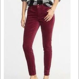 Rockstar Velvet Cranberry Skinny Pants